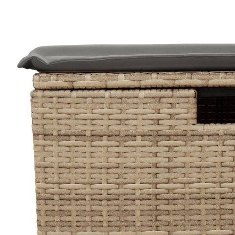 VidaXL Stołek ogrodowy z poduszką, beżowy, 55x55x37 cm, polirattan