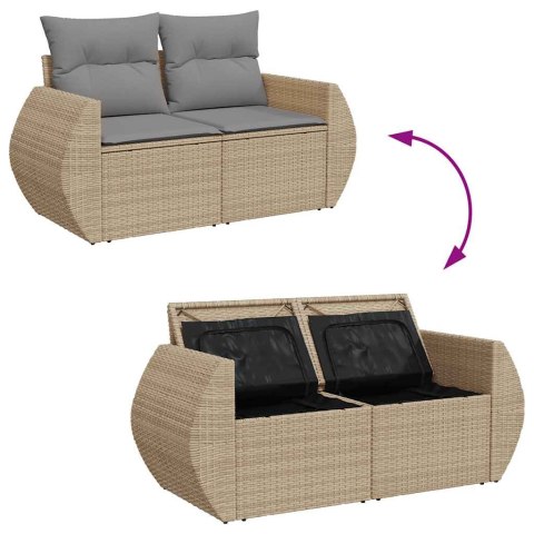 VidaXL 5-cz. zestaw mebli z poduszkami, beżowy, rattan PE i akacja