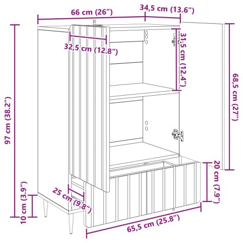 VidaXL Bufet Betonowy szary 66 x 34,5 x 97 cm Drewno inżynieryjne