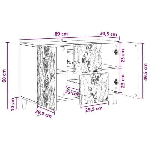 VidaXL Bufet Biały wysoki połysk 89 x 34,5 x 60 cm Drewno inżynieryjne