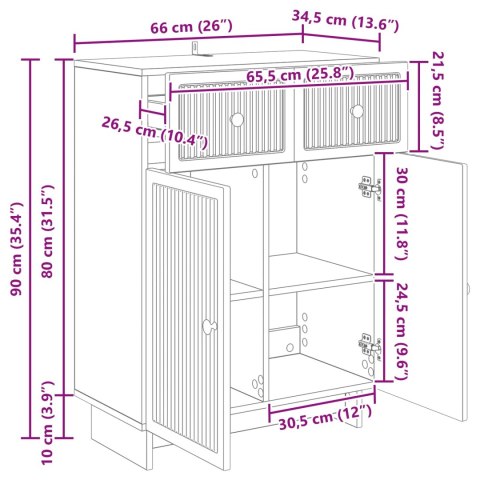 VidaXL Bufet Dąb wędzony 66 x 34,5 x 90 cm Drewno inżynieryjne
