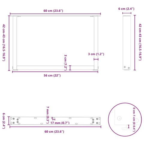 VidaXL Nogi do stolika kawowego w kształcie litery U 2 szt. Czarne 60x(42-43) cm Stal