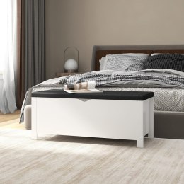 VidaXL Skrzynia z poduszką, biała 105x40x45 cm materiał drewnopochodny
