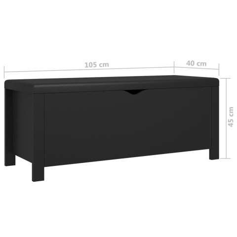 VidaXL Skrzynia z poduszką, czarna 105x40x45cm materiał drewnopochodny