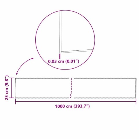 Vidaxl Krawędź Trawnikowa Srebrny 1000 x 25 x 0,03 cm