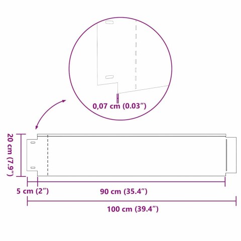 Vidaxl Płot trawnika Kolor galwanizowany 100 x 20 x 0.07 cm