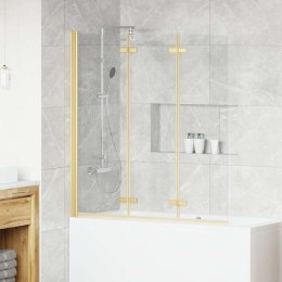 VidaXL Osłona prysznicowa złoty 130 x 138 cm Szkło ESG i aluminium