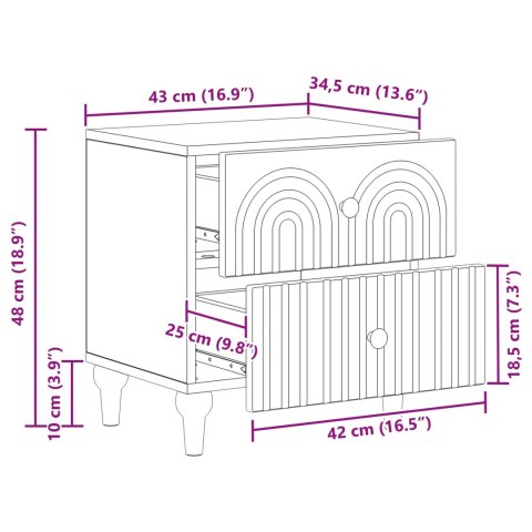 VidaXL Szafka Nocna Czarny 43 x 34,5 x 48 cm Drewno inżynieryjne
