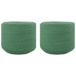 VidaXL Sznur bawełniany 2 szt. 2 mm 100 m zielony 100% bawełna