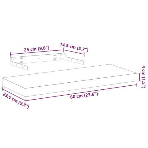 VidaXL Półki, 2 szt., 60x23,5x4 cm, materiał drewnopochodny
