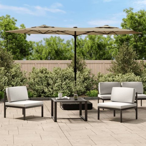 VidaXL Podwójny parasol ogrodowy, taupe, 316x145 cm