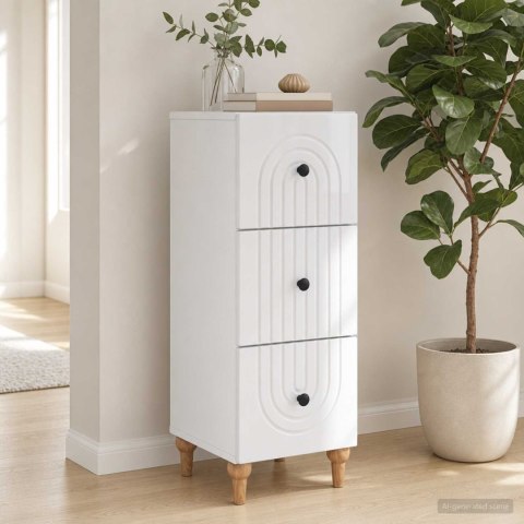 VidaXL Szafka z Szufladami Biały wysoki połysk 33 x 34,5 x 90 cm