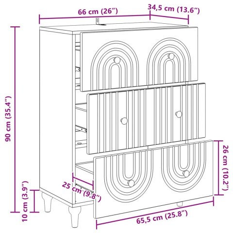 VidaXL Szafka z Szufladami Biały wysoki połysk 66 x 34,5 x 90 cm