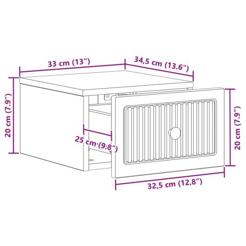 VidaXL Wisząca Szafka Nocna 2 szt. Betonowy szary 33 x 34,5 x 20 cm