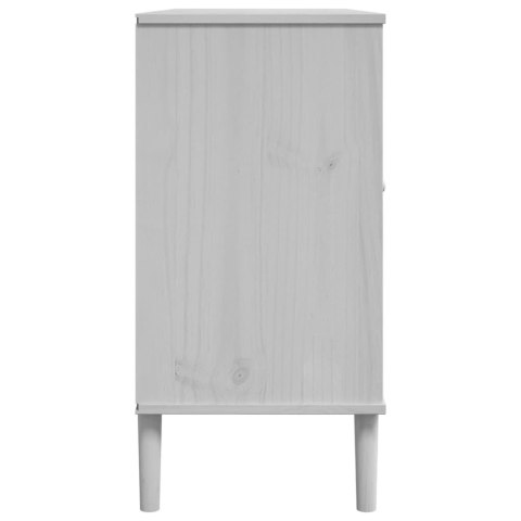 VidaXL Szafka SENJA, imitacja rattanu, biała, 112x40x80 cm, sosnowa