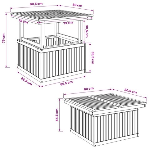 VidaXL naturalny 80,5 x 80 x 75/44,5 cm
