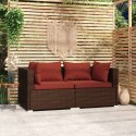 VidaXL 2-osobowa sofa ogrodowa z poduszkami, polirattan, brązowa