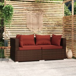 VidaXL 2-osobowa sofa ogrodowa z poduszkami, polirattan, brązowa