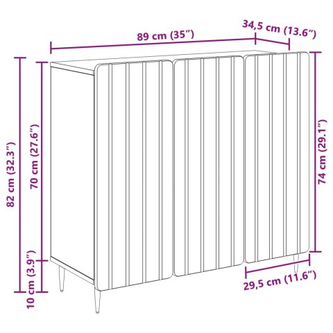 VidaXL Bufet Stare drewno 89 x 34,5 x 82 cm Drewno inżynieryjne
