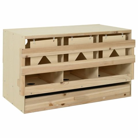 VidaXL Gniazdo dla kur, 3 przegrody, 96x40x45 cm, lite drewno sosnowe