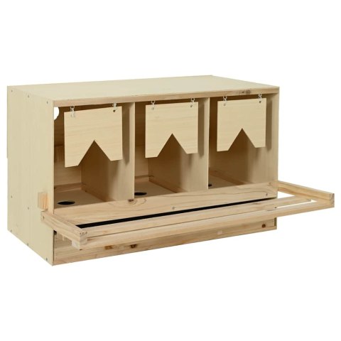 VidaXL Gniazdo dla kur, 3 przegrody, 96x40x45 cm, lite drewno sosnowe