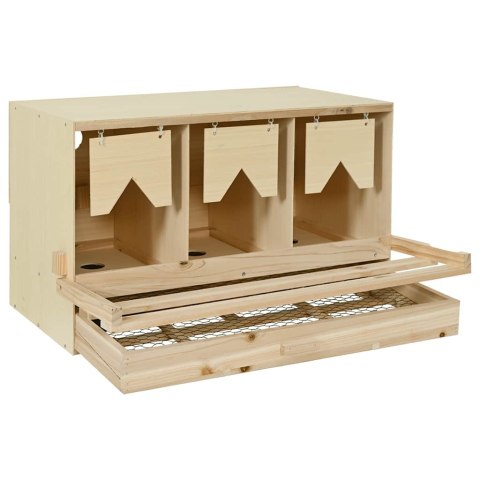VidaXL Gniazdo dla kur, 3 przegrody, 96x40x45 cm, lite drewno sosnowe