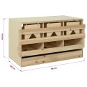 VidaXL Gniazdo dla kur, 3 przegrody, 96x40x45 cm, lite drewno sosnowe