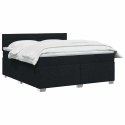 ŁÓŻKO BOX SPRING Z MATERACEM I LED CZARNY 140 X 190 CM TKANINA