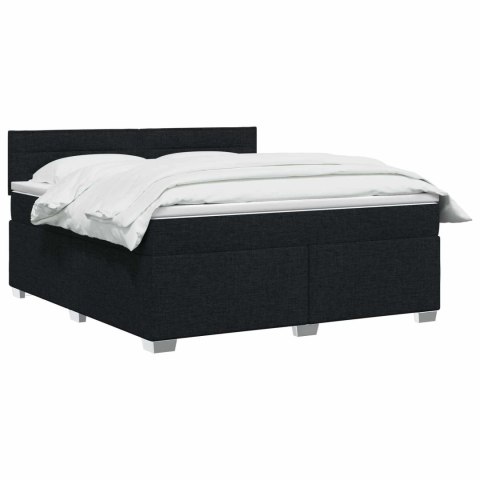 ŁÓŻKO BOX SPRING Z MATERACEM I LED CZARNY 140 X 190 CM TKANINA