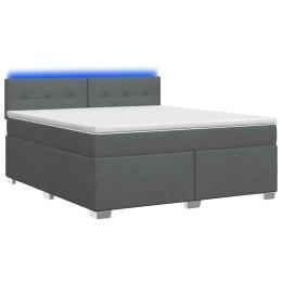 ŁÓŻKO BOX SPRING Z MATERACEM I LED CIEMNOSZARY 140 X 190 CM