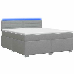 ŁÓŻKO BOX SPRING Z MATERACEM I LED JASNOSZARY 140 X 190 CM