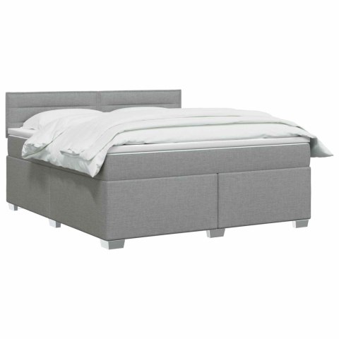 ŁÓŻKO BOX SPRING Z MATERACEM I LED JASNOSZARY 140 X 190 CM