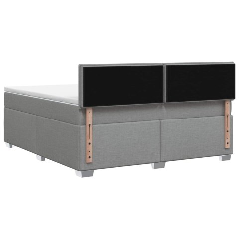 ŁÓŻKO BOX SPRING Z MATERACEM I LED JASNOSZARY 140 X 190 CM