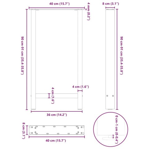 VidaXL Nogi do stołu barowego czarne 2 szt. 40x(90-91) cm stal