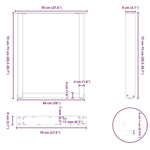 VidaXL Nogi do stołu jadalnego w kształcie litery U 2 szt. Białe 70x(72-73) cm Stal