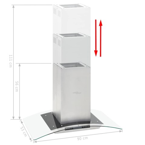 VidaXL Okap z dotykowym wyświetlaczem, 90 cm, LCD i LED, 756 m³/h