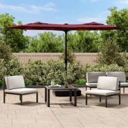 VidaXL Podwójny parasol ogrodowy z LED, bordowy, 316x145 cm