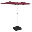 VidaXL Podwójny parasol ogrodowy z LED, bordowy, 316x145 cm