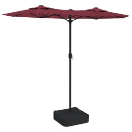 VidaXL Podwójny parasol ogrodowy z LED, bordowy, 316x145 cm