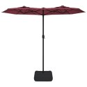 VidaXL Podwójny parasol ogrodowy z LED, bordowy, 316x145 cm