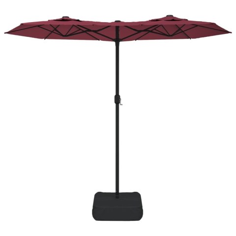 VidaXL Podwójny parasol ogrodowy z LED, bordowy, 316x145 cm