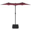 VidaXL Podwójny parasol ogrodowy z LED, bordowy, 316x145 cm