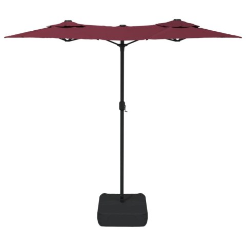 VidaXL Podwójny parasol ogrodowy z LED, bordowy, 316x145 cm