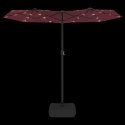 VidaXL Podwójny parasol ogrodowy z LED, bordowy, 316x145 cm