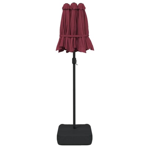 VidaXL Podwójny parasol ogrodowy z LED, bordowy, 316x145 cm