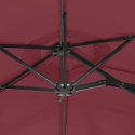 VidaXL Podwójny parasol ogrodowy z LED, bordowy, 316x145 cm