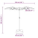 VidaXL Podwójny parasol ogrodowy z LED, bordowy, 316x145 cm