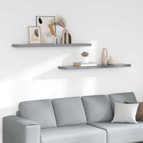 VidaXL Półki ścienne, 2 szt., szare, 120x23,5x3,8 cm, MDF