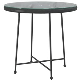 VidaXL Stół jadalniany, czarny, Ø80 cm, szkło hartowane i stal