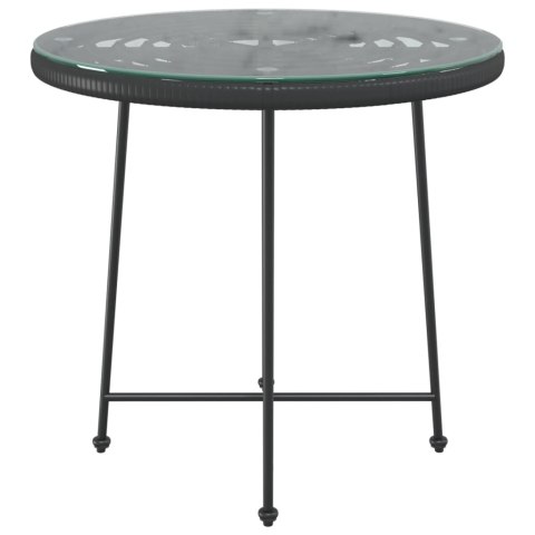 VidaXL Stół jadalniany, czarny, Ø80 cm, szkło hartowane i stal